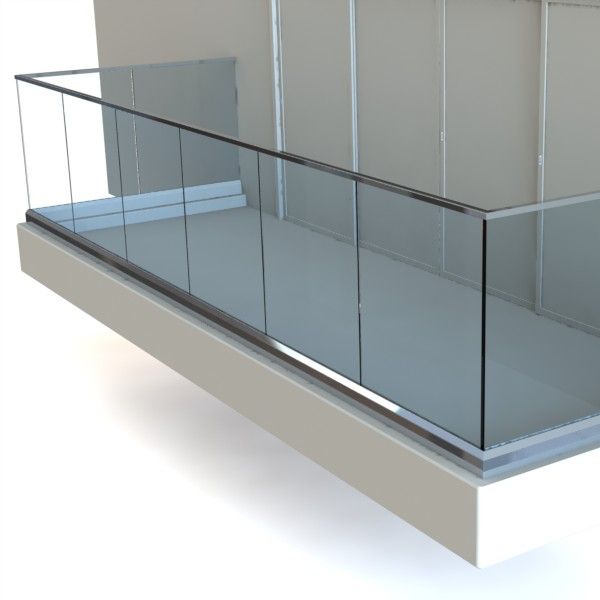 Rampe escalier verre trempé avec fixations noires marches claires