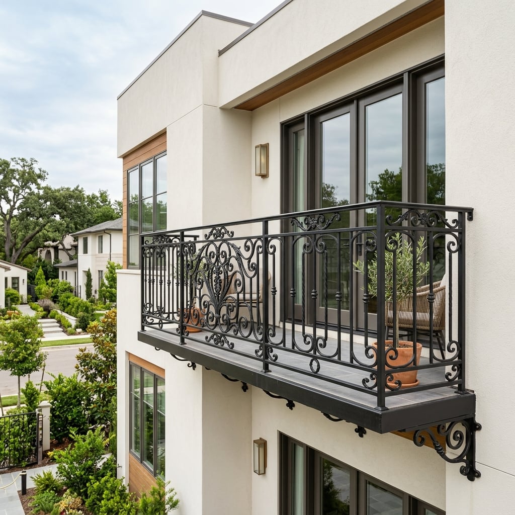 Balcon avec garde-corps fer forgé