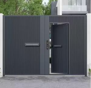 Portail gris anthracite à lames verticales modernes
