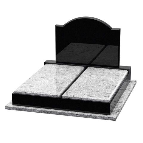 Pierre tombale granite gris bleu avec croix sur stèle